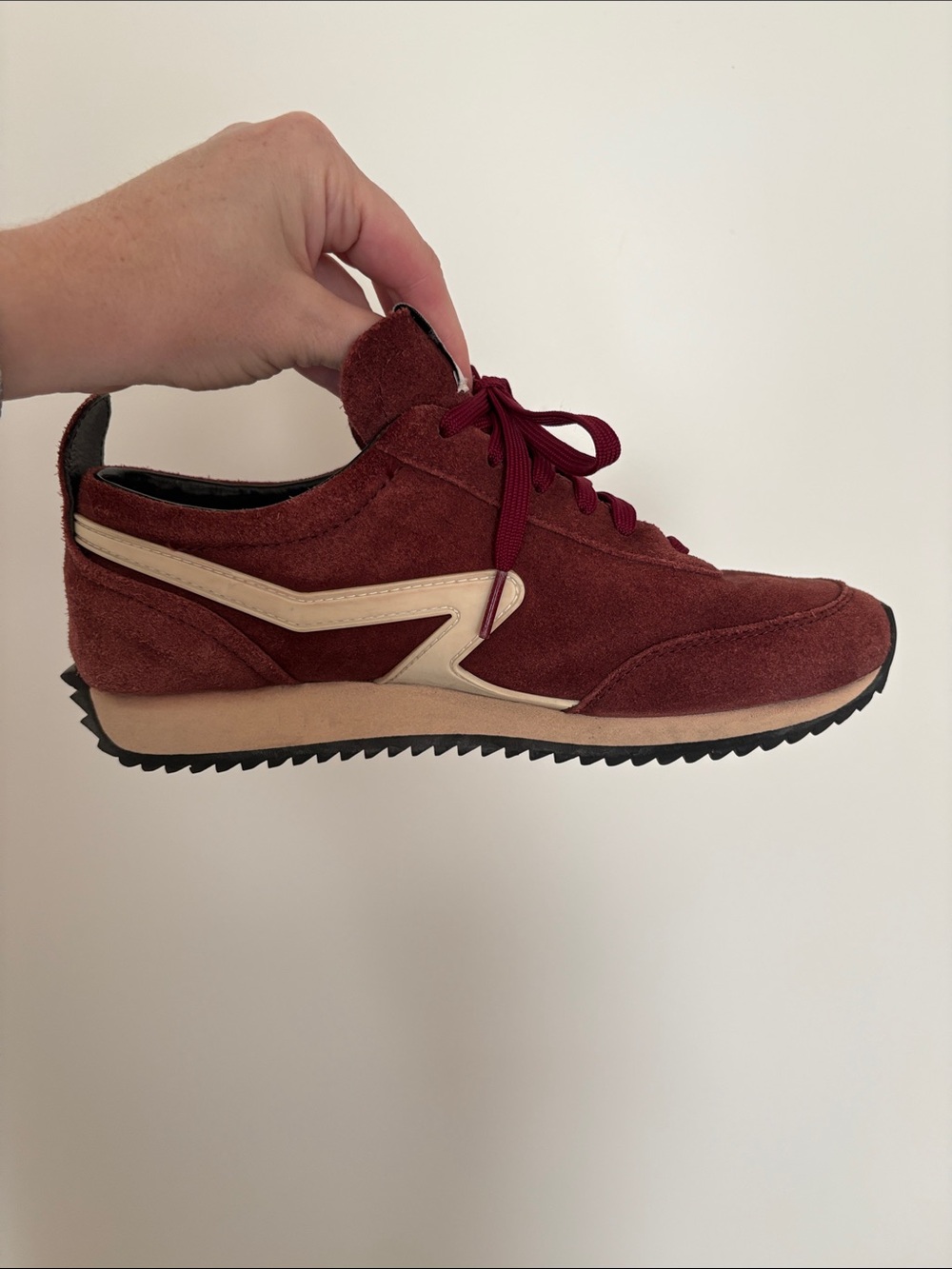 rag & bone Burgundy Suede Runner Sneakers with Cream Accent - Picture 10 of 13